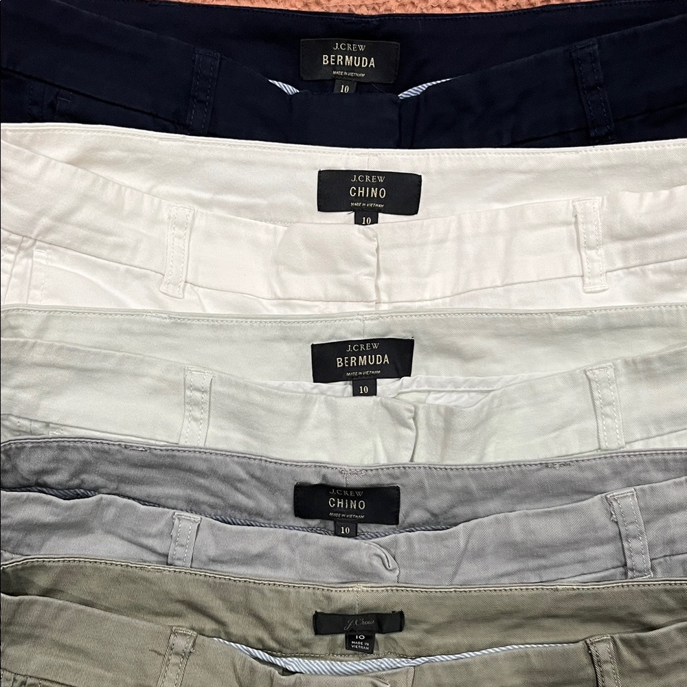 J. Crew Women's Chino Shorts - Navy, White, Gray, Khaki, & Olive